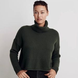 Madewell Green Crop Turtleneck Sweater size M